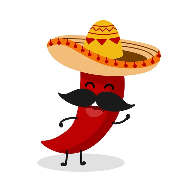 Cheerful red pepper in a sombrero