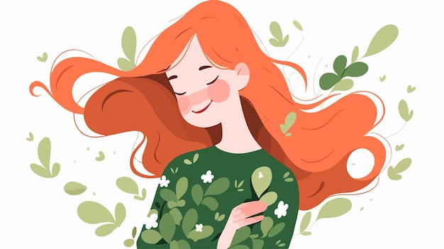 Cheerful Redhead Girl Posing in Spring Setting