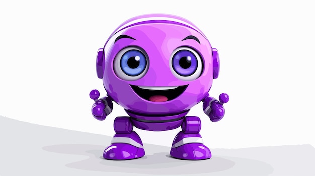 Vector cheerful rounded purple robot smiling playful and creative stock image