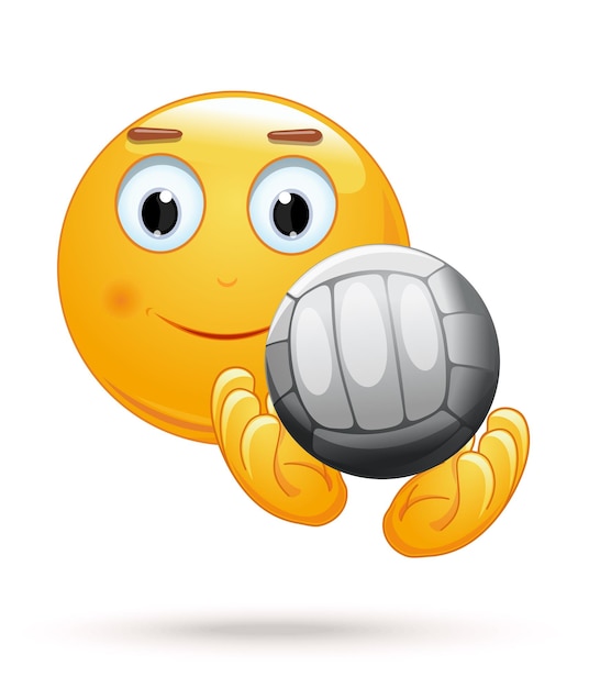 Cheerful smiley catches the ball