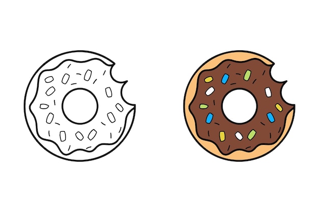 Cheerful Smiley Donut Coloring Page for Kids Coloring Book for Adults and Teens