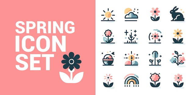 Cheerful Spring Icon Set for Seasonal Celebrations