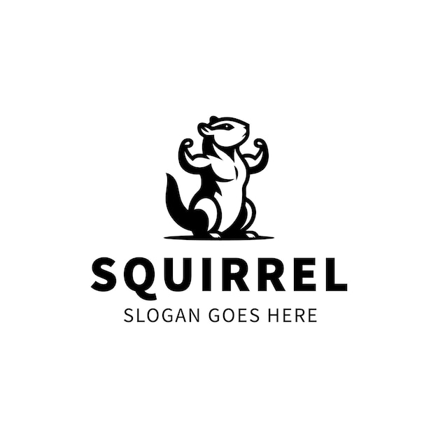 Cheerful Squirrel Logo in Monochrome Style