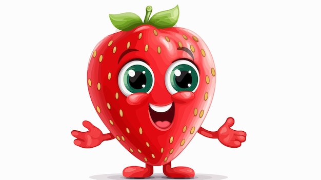 Cheerful Strawberry Waving Cartoon Vector Illustration Isolated