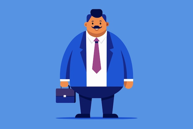 A cheerful suited cartoon businessman ready for work