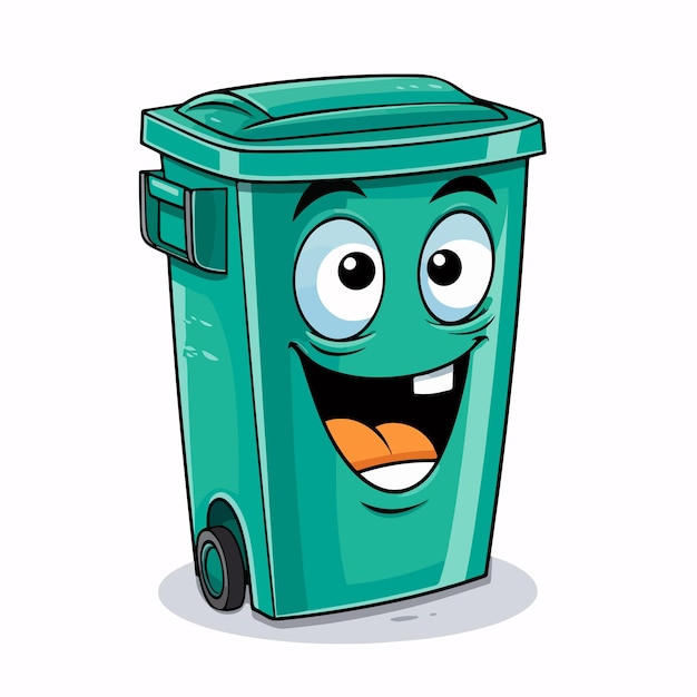 Vector cheerful trash bin vector illustration with smiling face