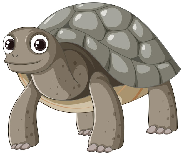 Vector cheerful turtle cartoon character standing on white background