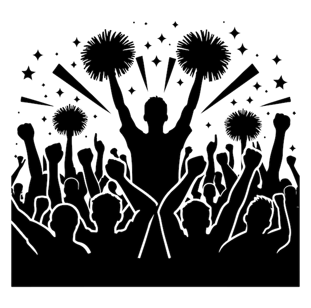 Vector cheering crowd silhouette vector illustration