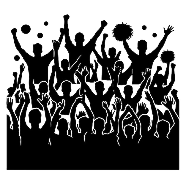 Vector cheering crowd silhouette vector illustration