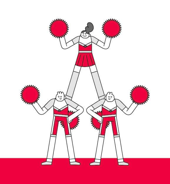 Cheerleader Standing Pose Hand Drawn Character Illustration