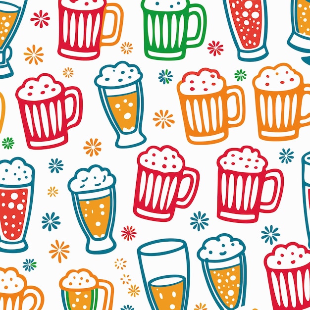 Vector cheers to beer a colorful celebration of frothy brews and festive designs