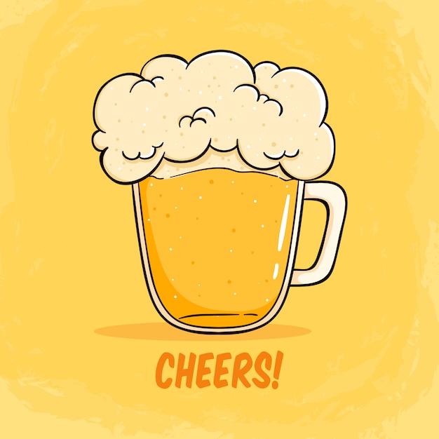 cheers mate glass of beer illustration with foam large beer illustration