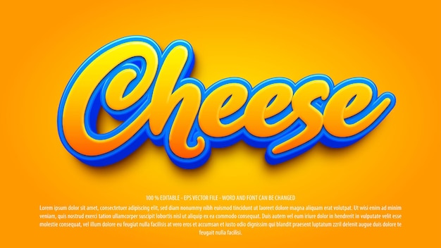 Cheese 3d style editable text effect