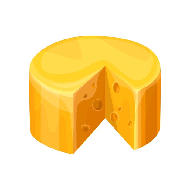 Vector cheese block slice head with holes triangle cut