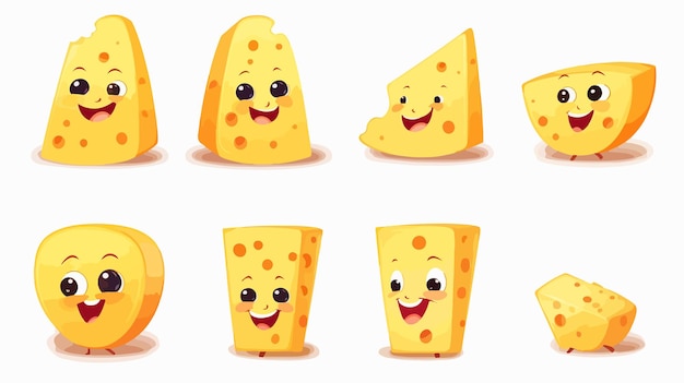 Cheese Character Emoticon Cute and Happy Funny Food Emoji