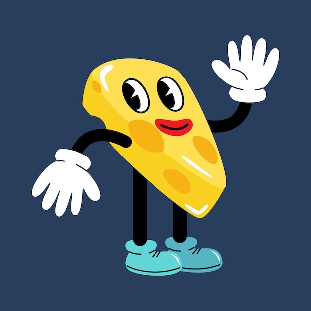 Cheese character hand drawn flat trendy cartoon style illustration