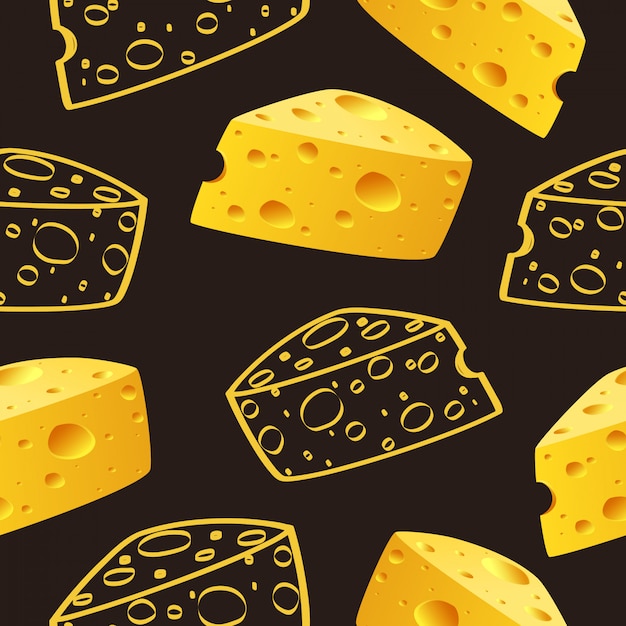 Cheese and doodle cheese pattern seamless vector