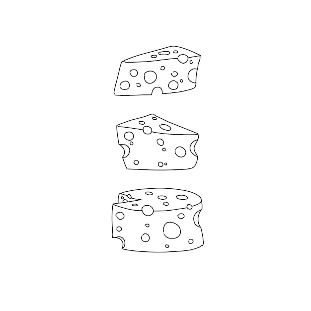 cheese hand drawn doodle illustrations vector set