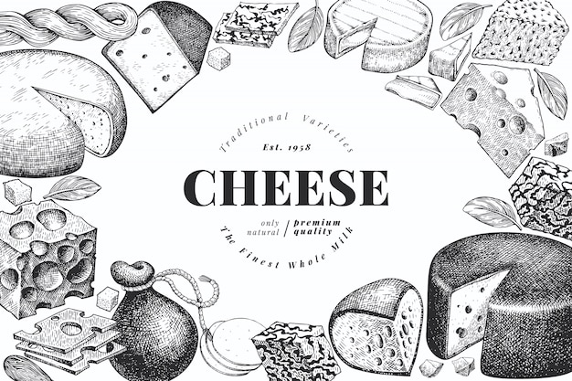 Cheese. Hand drawn vector dairy illustration.