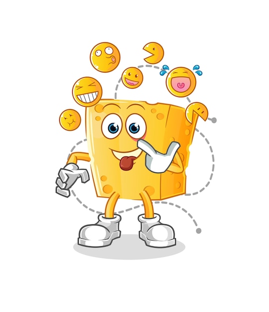 Cheese laugh and mock character. cartoon mascot vector