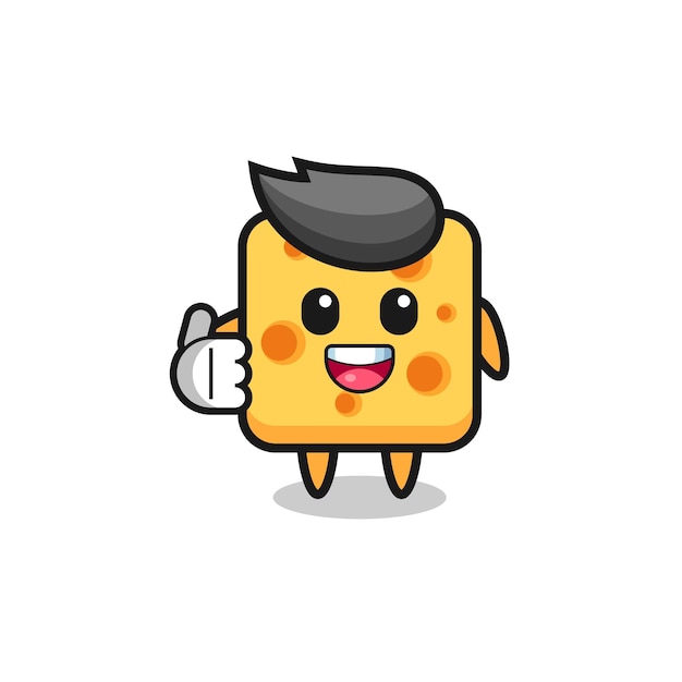 Cheese mascot doing thumbs up gesture cute design