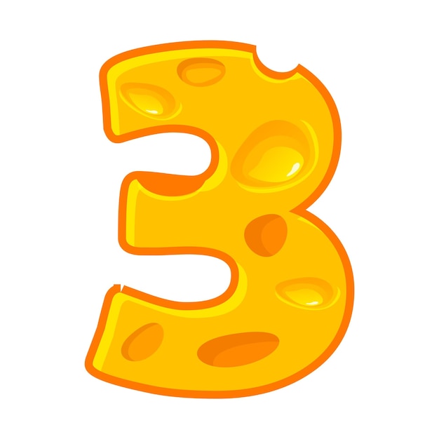 Cheese number 3 Three font kids number Figure 3