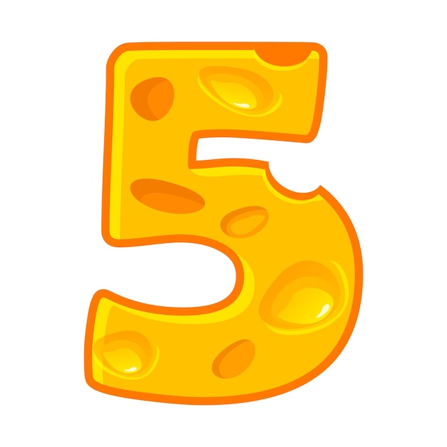 Cheese number 5 Five font kids number Figure 5