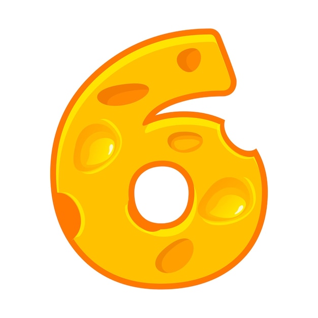 Cheese number 6 Six font kids number Figure 6