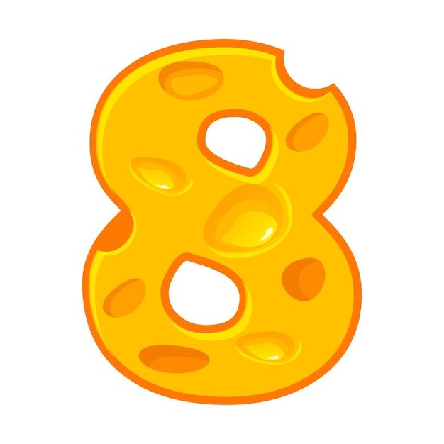 Cheese number 8 Eigh font kids number Figure 8