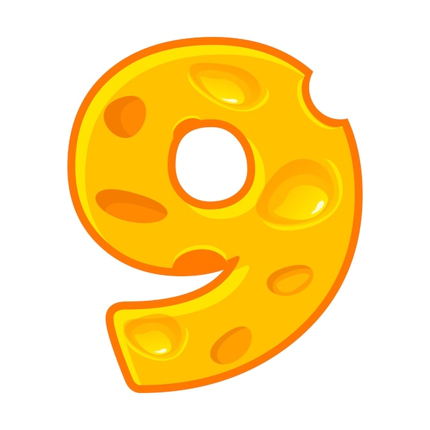 Cheese number 9 Ninefont kids number Figure 9