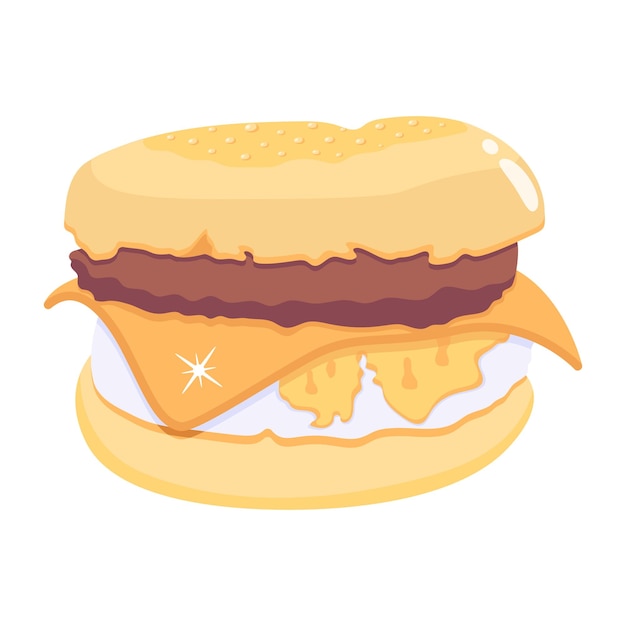 Cheese sandwich flat icon, customizable design