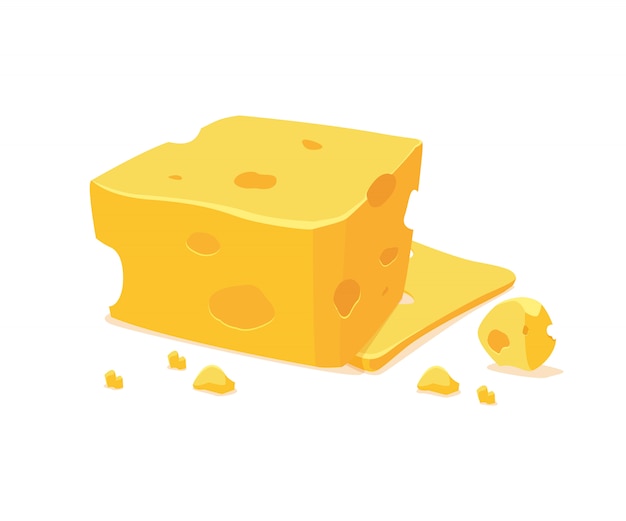 Cheese slices in cartoon style