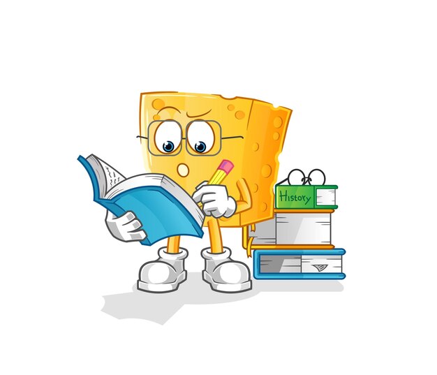 Vector cheese studying mascot cartoon vector