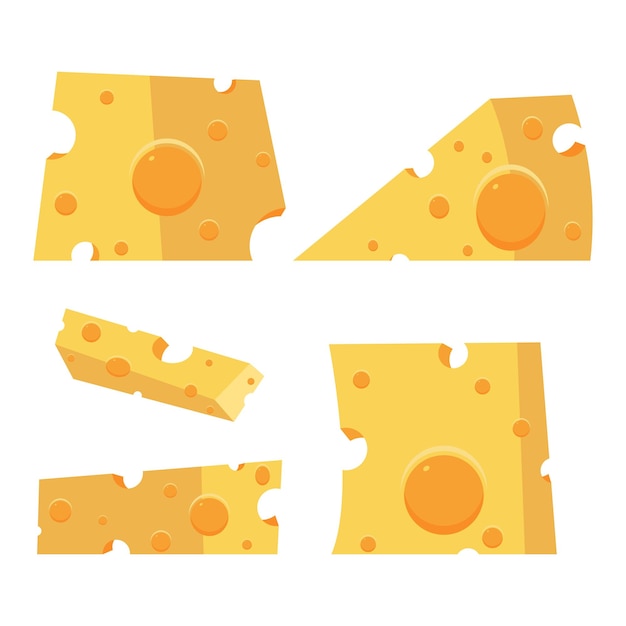 Cheese vector cartoon set isolated on white background