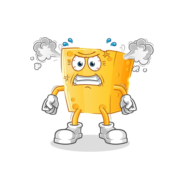 Cheese very angry mascot. cartoon vector