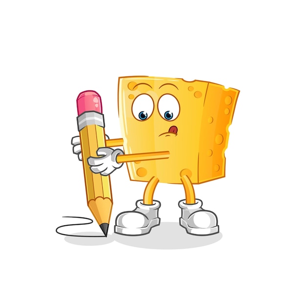 Cheese write with pencil cartoon mascot vector