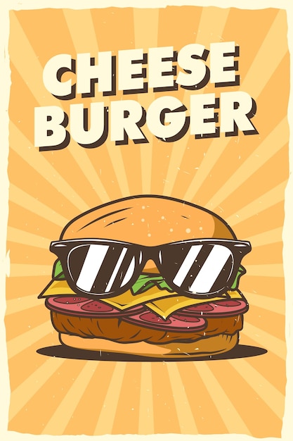 cheeseburger vintage portrait poster