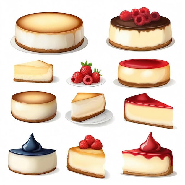 Vector cheesecake vector set white background isolated a high quality