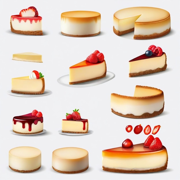 Vector cheesecake vector set white background isolated a high quality