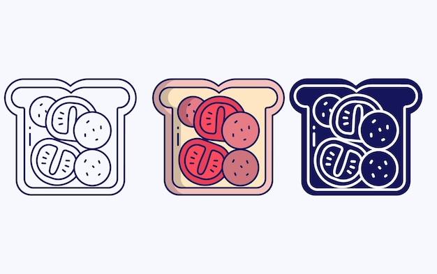 Cheesy Pepperoni toast illustration icon