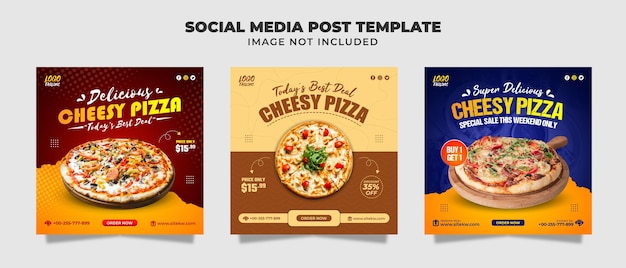 Cheesy Pizza Social Media Instagram Feed Post And Banner Template