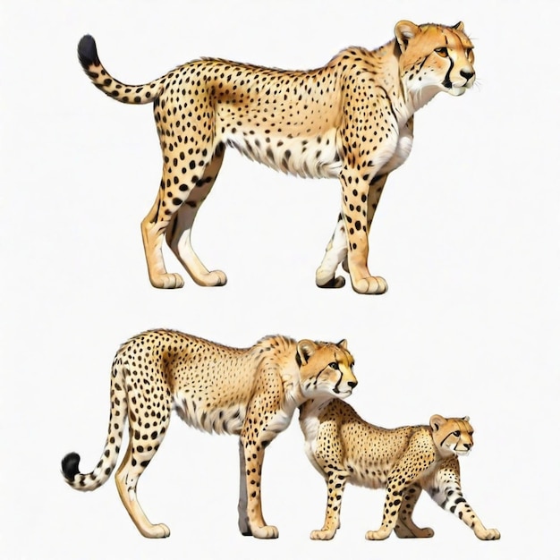 Vector cheetah cartoon vector set white background isolated