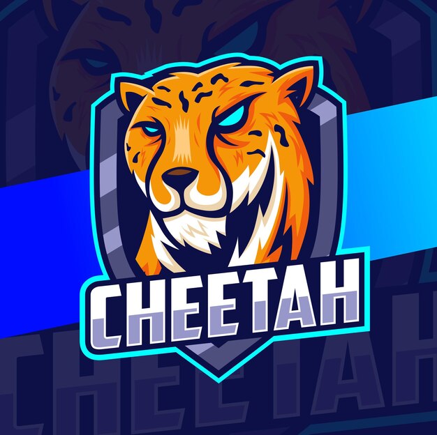 Vector cheetah head mascot logo character for sport and gaming project