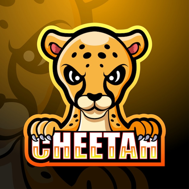 Cheetah mascot esport logo design