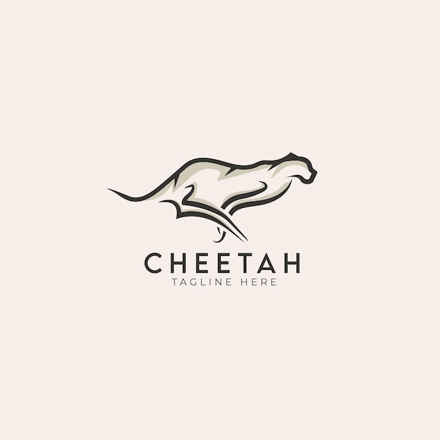 cheetah running vector logo design and Vector line art icon