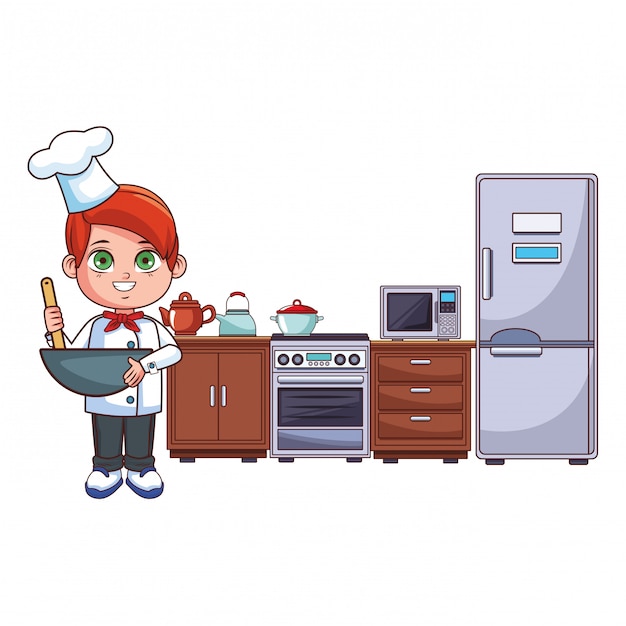 Vector chef boy cartoon