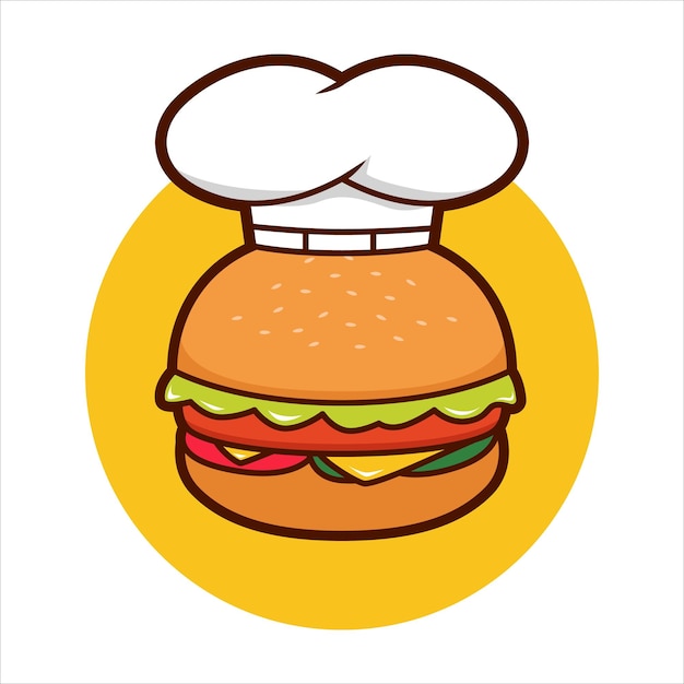 Chef burger illustration burger with chef hat