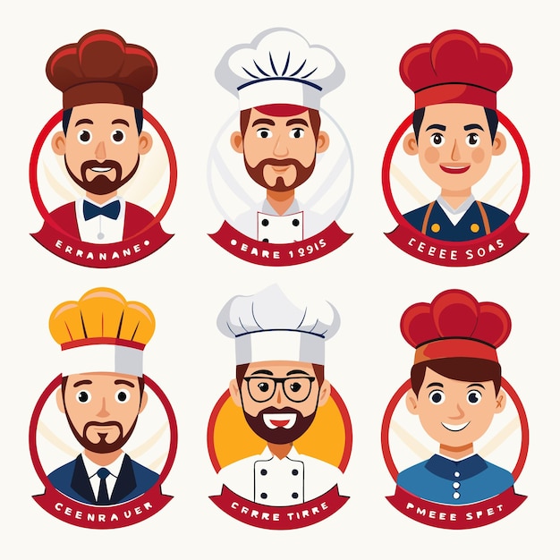 Vector chef cartoon icons and illustrations cute and professional chef characters for culinary branding