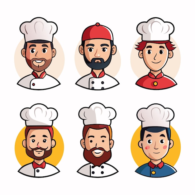 Vector chef cartoon icons and illustrations cute and professional chef characters for culinary branding