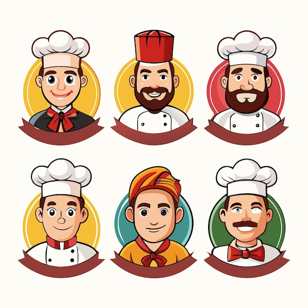 Vector chef cartoon icons and illustrations cute and professional chef characters for culinary branding